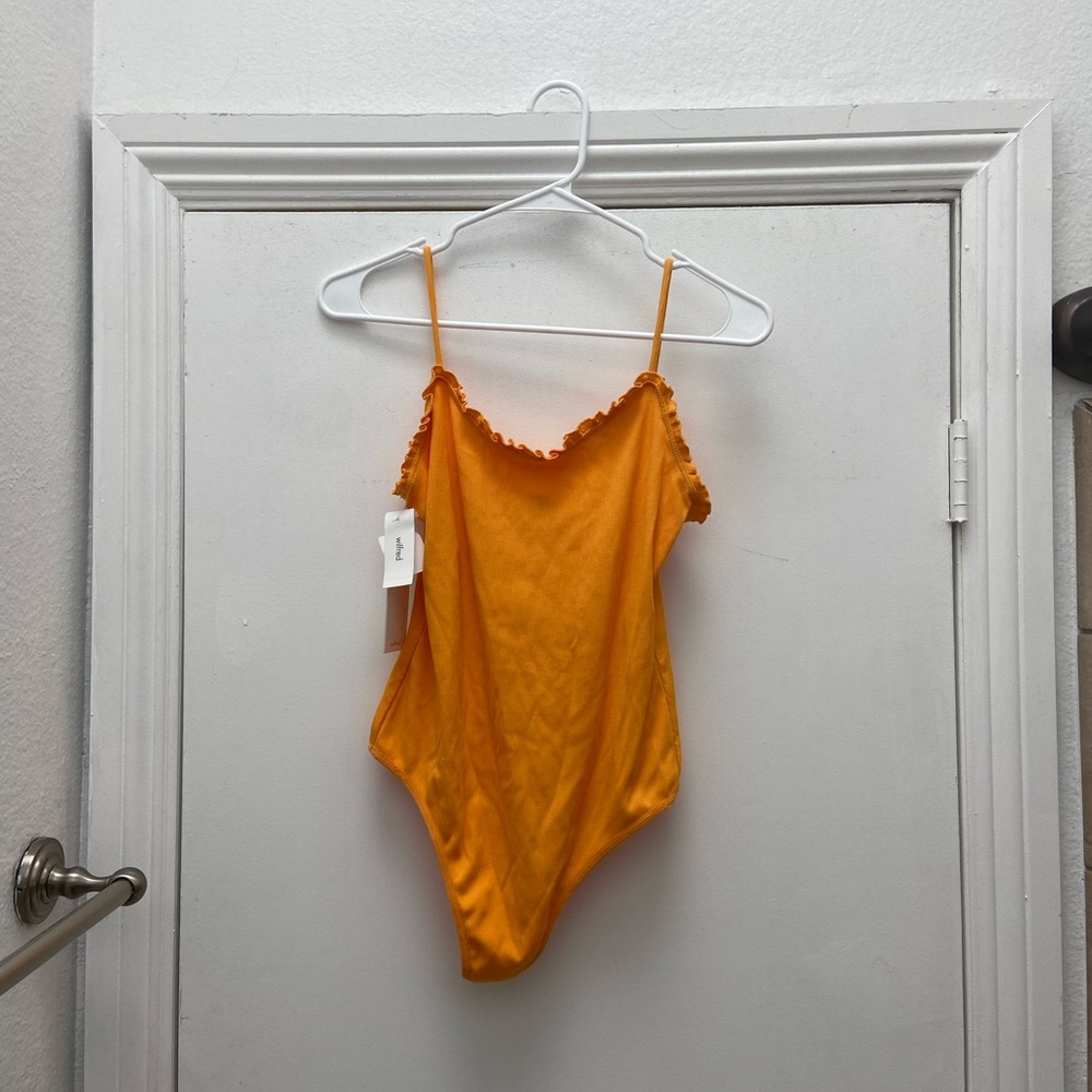 Orange/Yellow Ruffle Trim Bodysuit